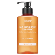 Шампунь пивной для объема тонких волос и против выпадения Kundal Beer Yeast Hair Loss Relief Shampoo Fig Mint Tea